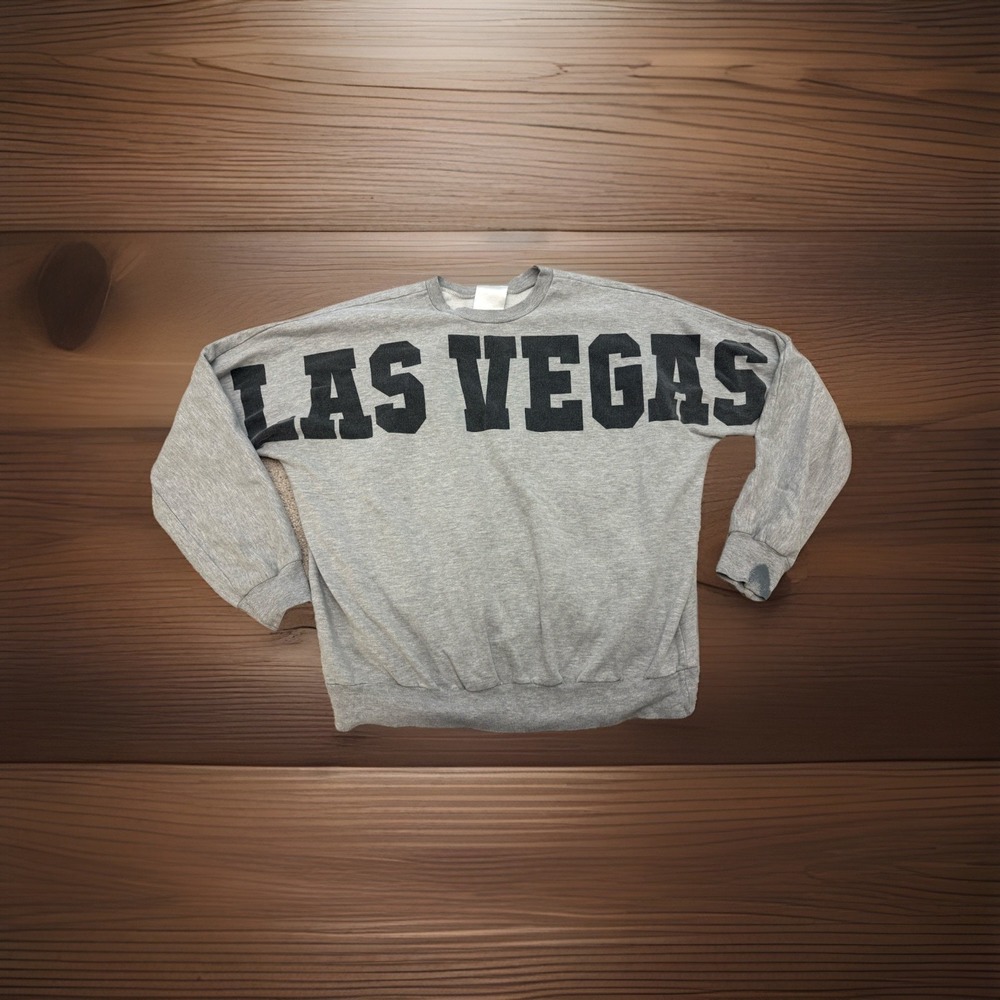VTG 90s Las Vegas Full Spell Out Pullover Sweater Gray Size XL